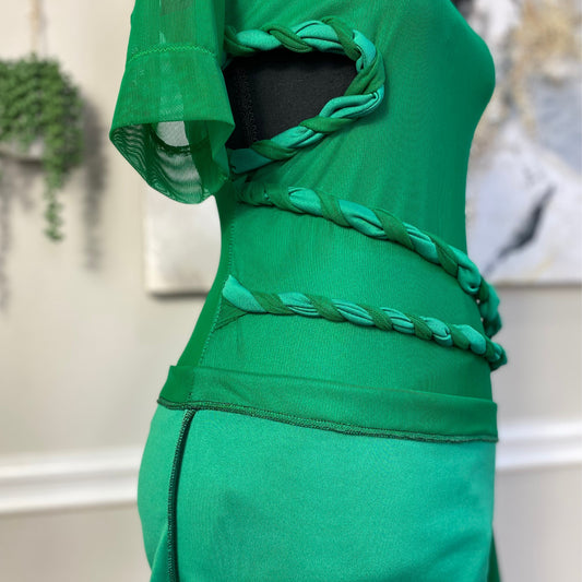 Roped Forest Green Dress