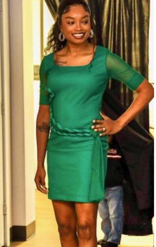 Roped Forest Green Dress